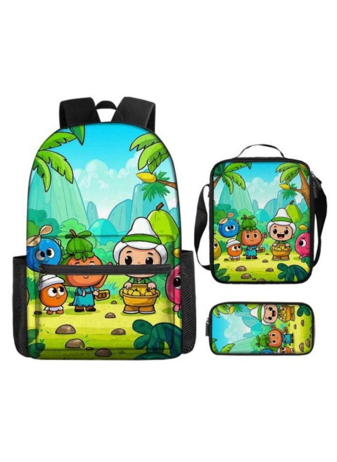 Cartoon three-piece schoolbag with zipper - 927