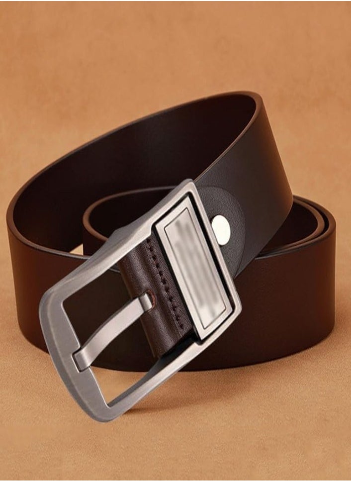 Belts for  Mens Genuine Leather Belt – Classic Needle Buckle, Business & Casual Wear, Durable Two-Layer Cowhide, 110cm (Dark Coffee)