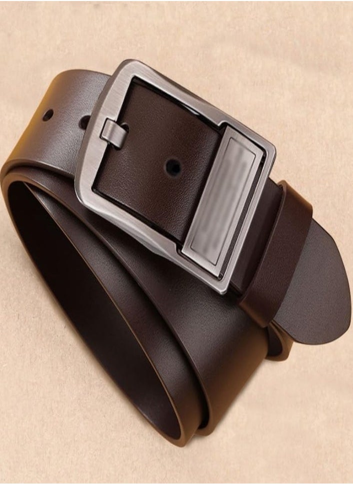 Belts for  Mens Genuine Leather Belt – Classic Needle Buckle, Business & Casual Wear, Durable Two-Layer Cowhide, 110cm (Dark Coffee)