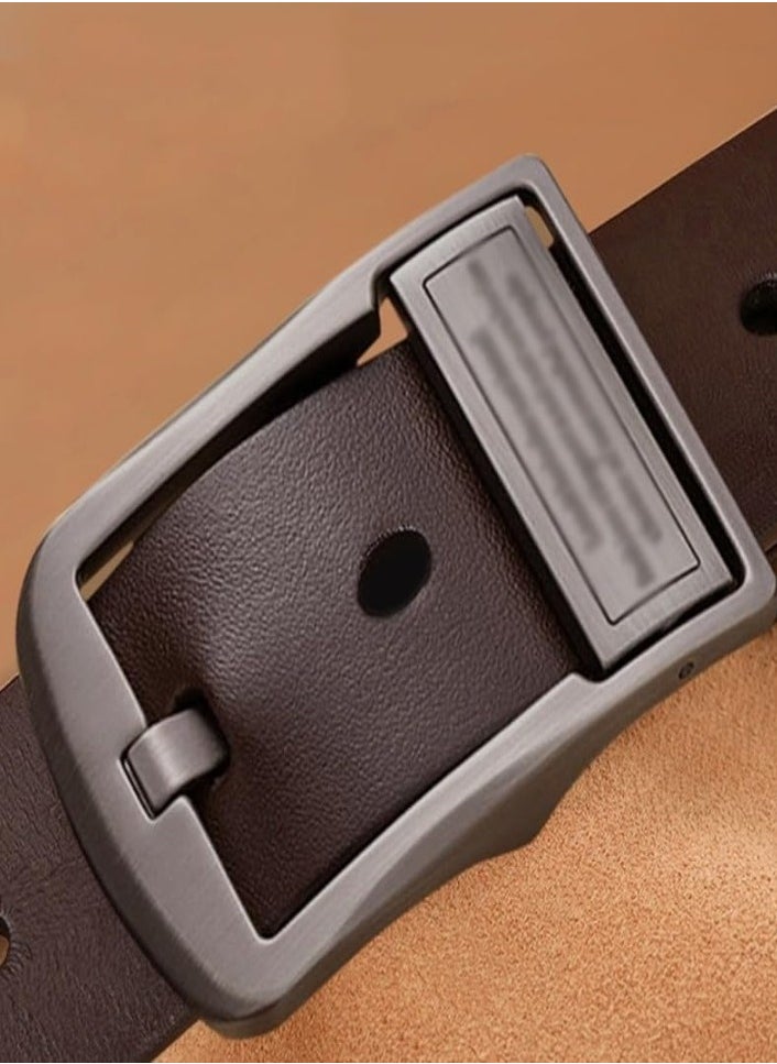 Belts for  Mens Genuine Leather Belt – Classic Needle Buckle, Business & Casual Wear, Durable Two-Layer Cowhide, 110cm (Dark Coffee)