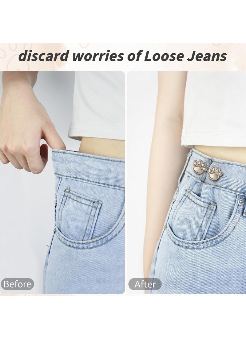 8 Pairs Jean Buttons for Loose Jeans, Cat Claw Pant Waist Tightener, Adjustable Waist Buckle Extender, Detachable Waistband Tightener Buttons Pins for Jeans