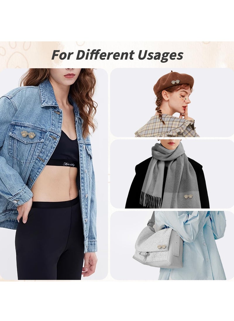 8 Pairs Jean Buttons for Loose Jeans, Cat Claw Pant Waist Tightener, Adjustable Waist Buckle Extender, Detachable Waistband Tightener Buttons Pins for Jeans