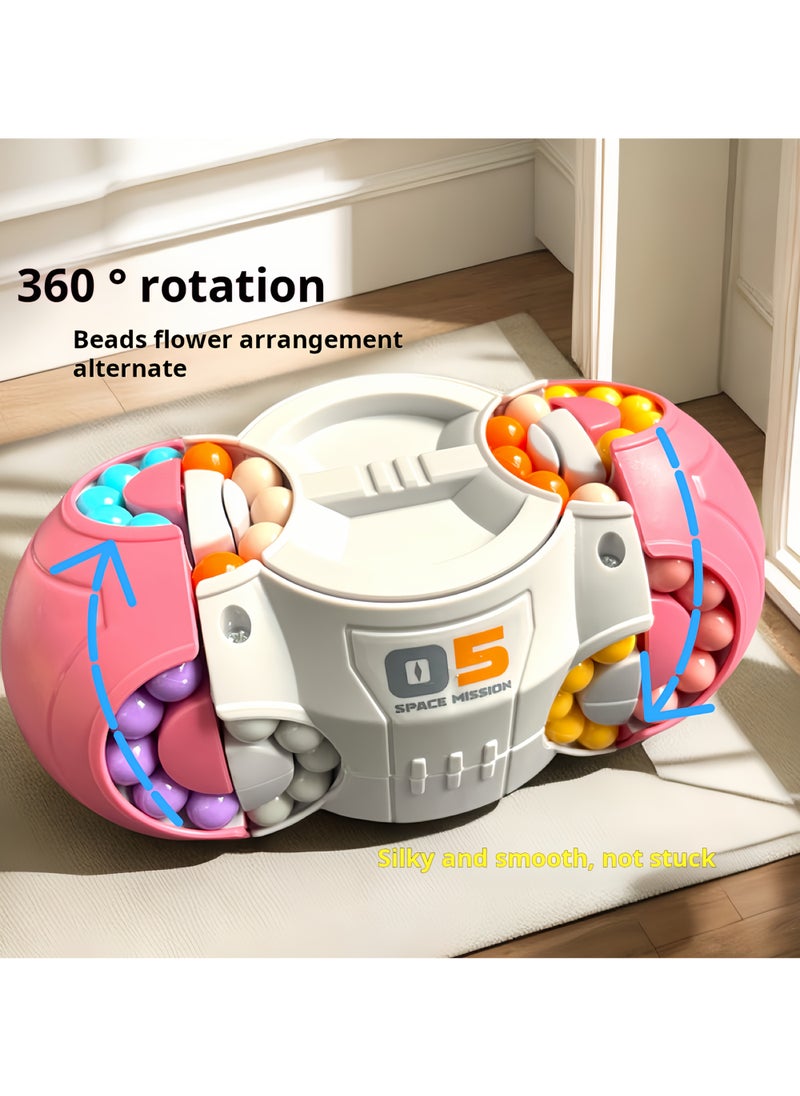 Challenging 3D Cylindrical Cube Puzzle Toy with Vibrant Beads - Magic Bean Gyro Spinning Slider Game, Durable ABS Resin