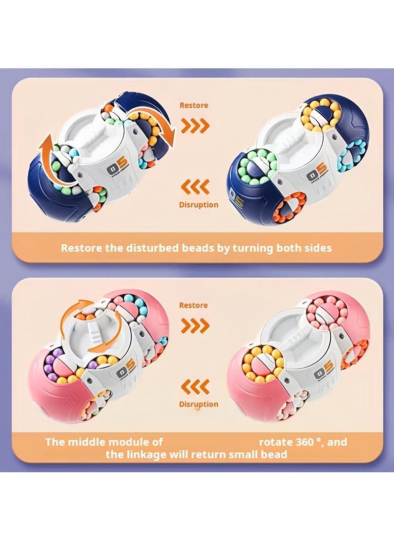 Challenging 3D Cylindrical Cube Puzzle Toy with Vibrant Beads - Magic Bean Gyro Spinning Slider Game, Durable ABS Resin