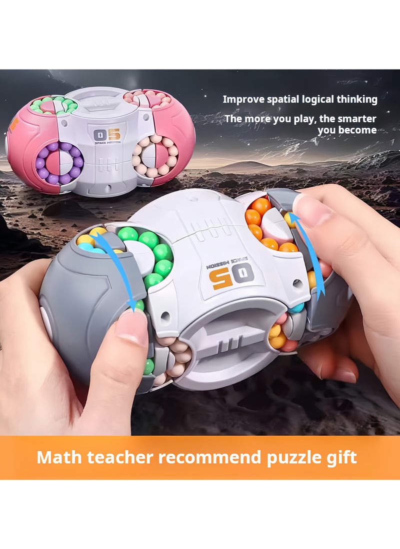 Challenging 3D Cylindrical Cube Puzzle Toy with Vibrant Beads - Magic Bean Gyro Spinning Slider Game, Durable ABS Resin