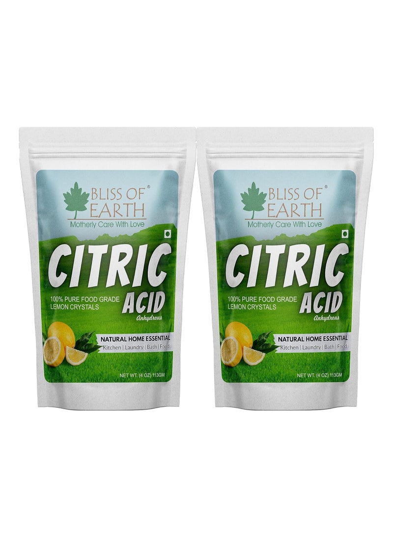 Bliss of Earth 4 oz Anhydrous Citric Acid Powder For Food Bath Bombs Cleaning & Preserving 113GM