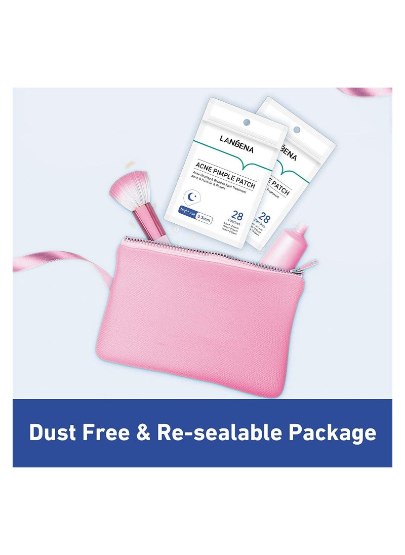 LANBENA Acne Pimple Patches 28 Patches Hydrophilic Acne Patch with Tea Tree Oil, Quick & Easy Acne Spot Treatment Acne Patches (Night use)