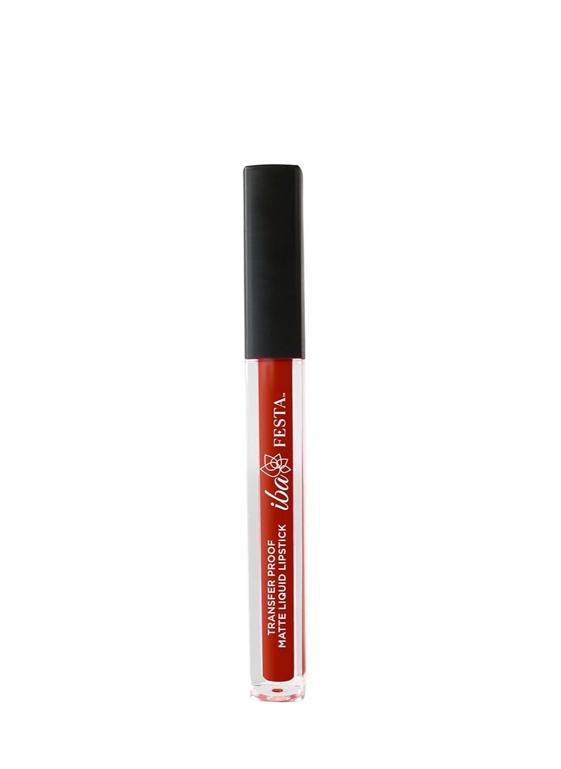 Iba Festa Transfer Proof Matte Liquid Lipstick Shade 01 Lava Red