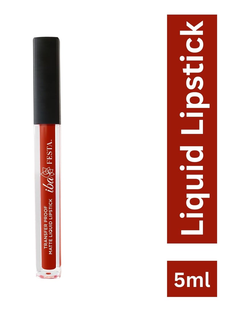 Iba Festa Transfer Proof Matte Liquid Lipstick Shade 01 Lava Red