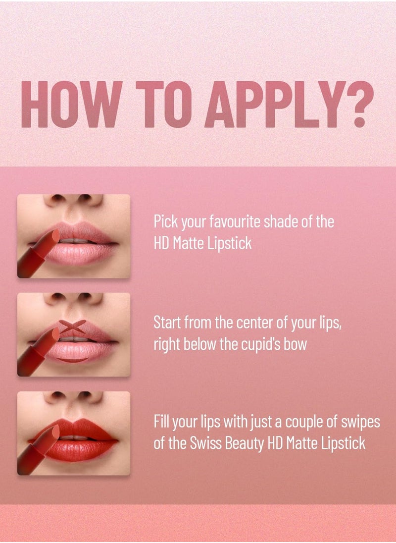 Swiss Beauty Hd Matte Pigmented Smudge Proof Lipstick Murphy Brown 3.5G