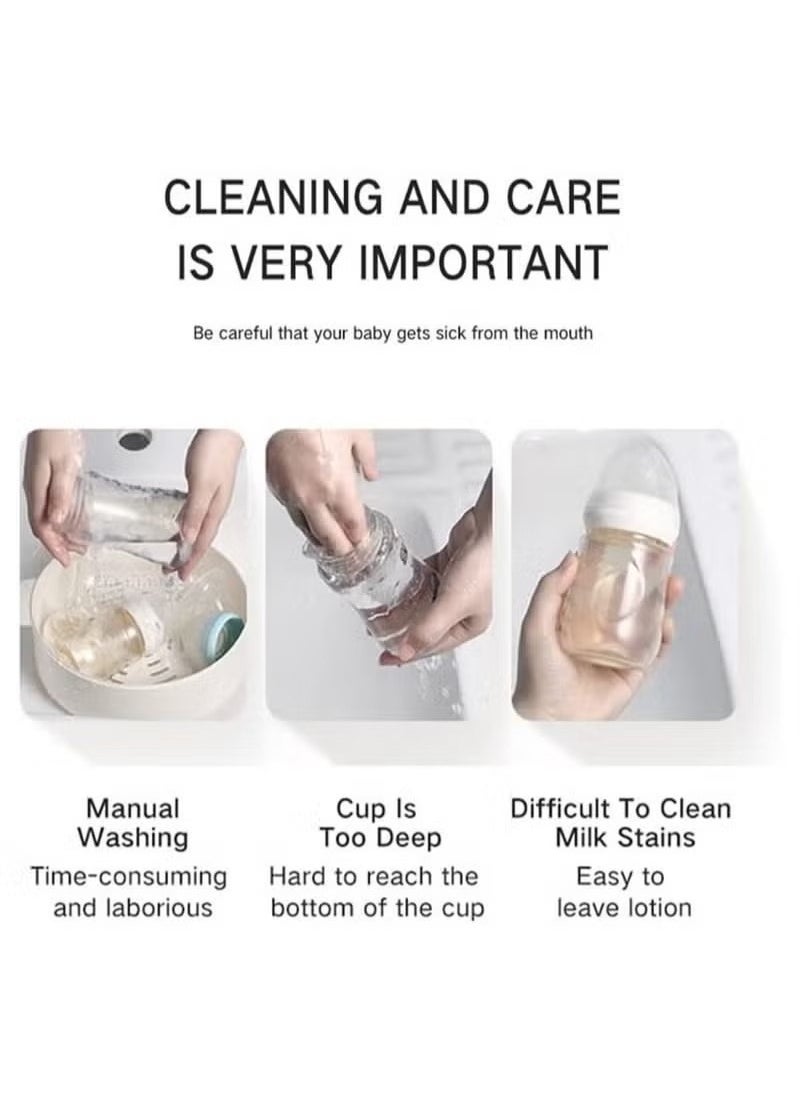 Electric Bottle Brush, Baby Bottle Brush Cleaner, with Rechargeable Battery and 2 Brush Heads, Electric Baby Bottle Cleaner