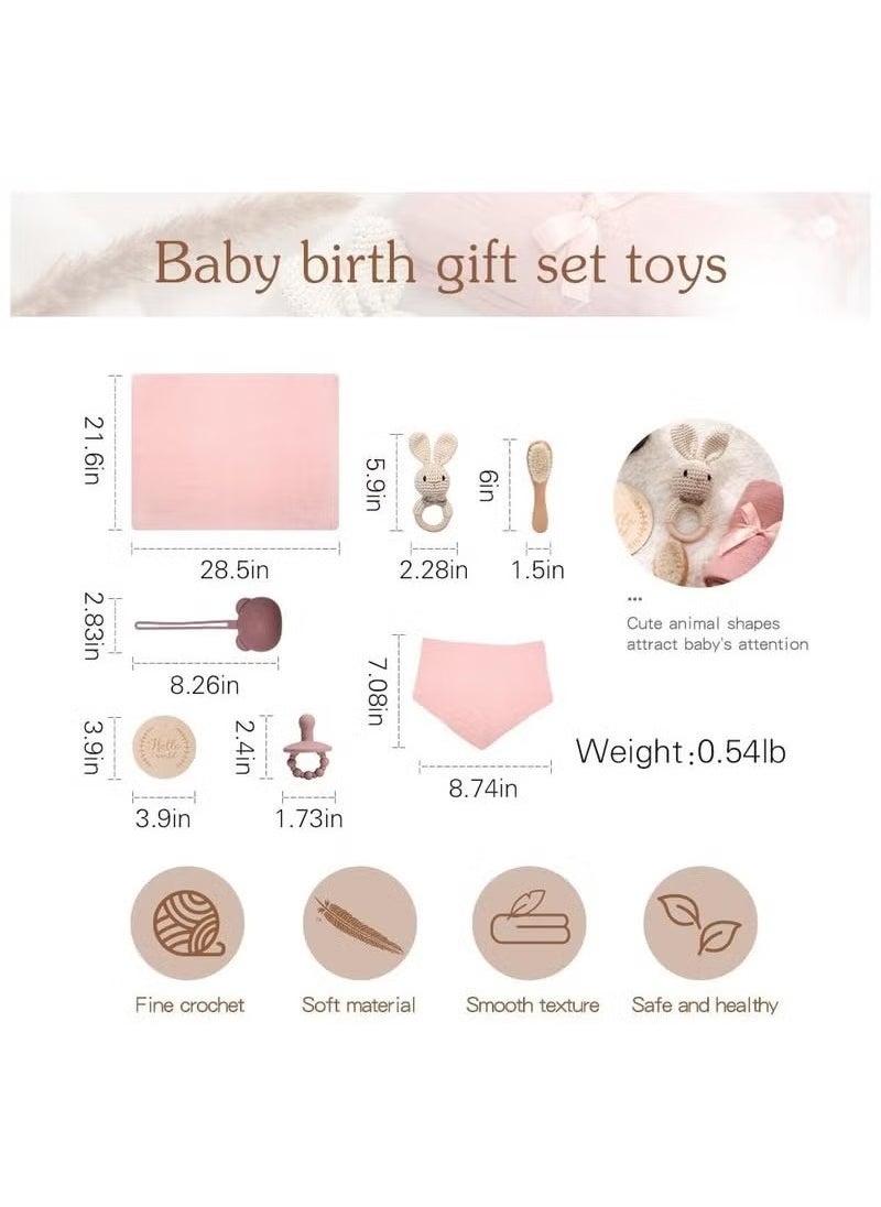 Baby Gift Set for Newborn New Baby Gift Set - Newborn Baby Essentials Baby Bath Set with Baby Blanket Baby Rattle - New Born Baby Girls Gift & Baby Boy Gifts for Baby Shower