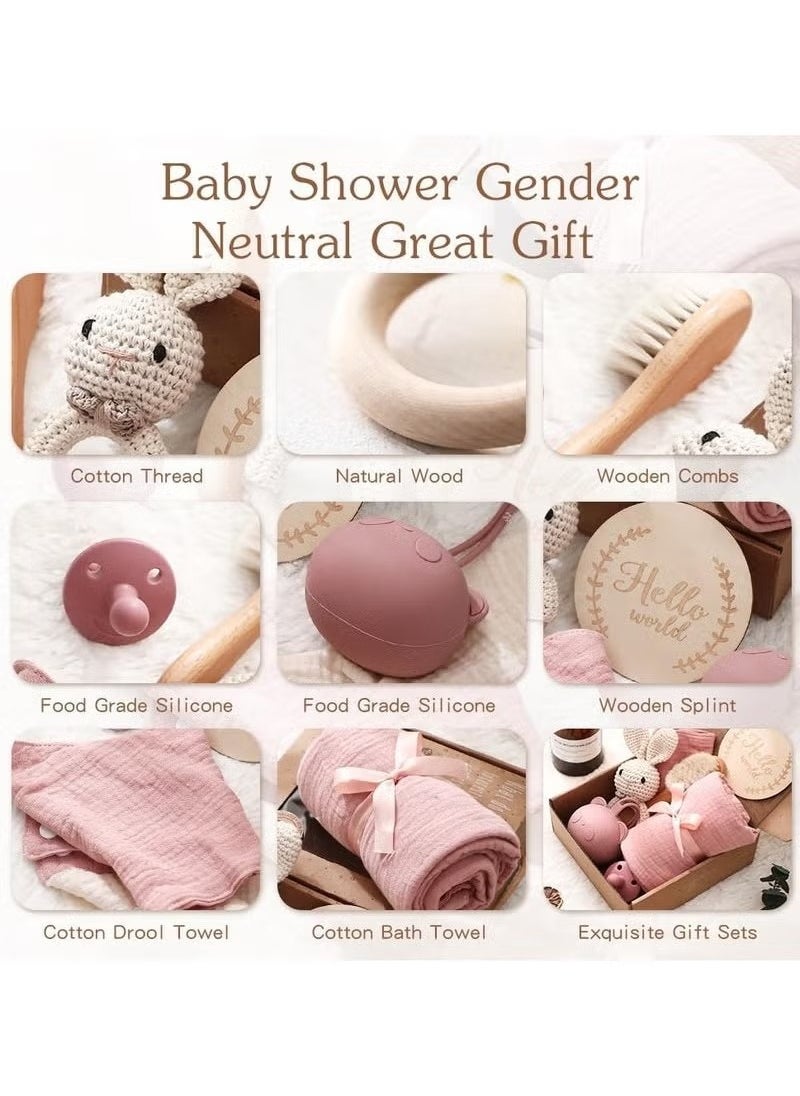 Baby Gift Set for Newborn New Baby Gift Set - Newborn Baby Essentials Baby Bath Set with Baby Blanket Baby Rattle - New Born Baby Girls Gift & Baby Boy Gifts for Baby Shower