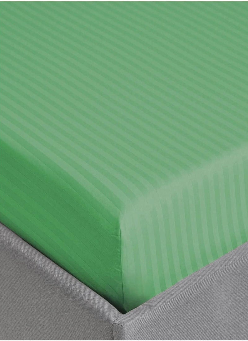 Deep Fitted Elastic Bedsheet Set With Pillow Covers, King/Queen/Double/Single Sizes, Color Green, Depth 30cm