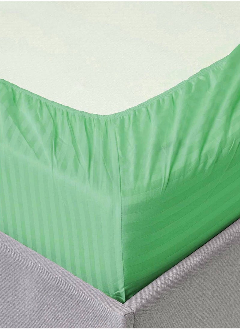 Deep Fitted Elastic Bedsheet Set With Pillow Covers, King/Queen/Double/Single Sizes, Color Green, Depth 30cm