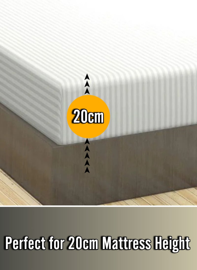 White Striped Sheet Set Deep Pockets Machine Washable Soft Cotton150x200+20cm