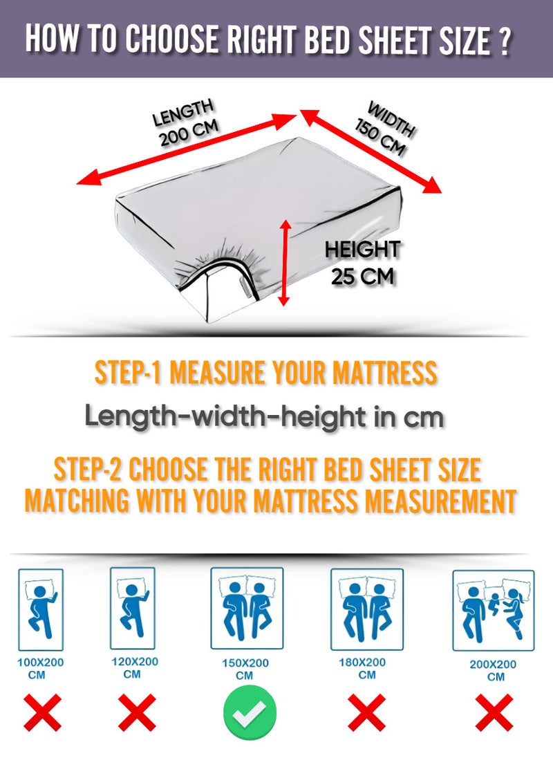 Pastel Brown Double Size Stripe Deep Pocket Bed Sheet Set Cotton 150x200+25cm