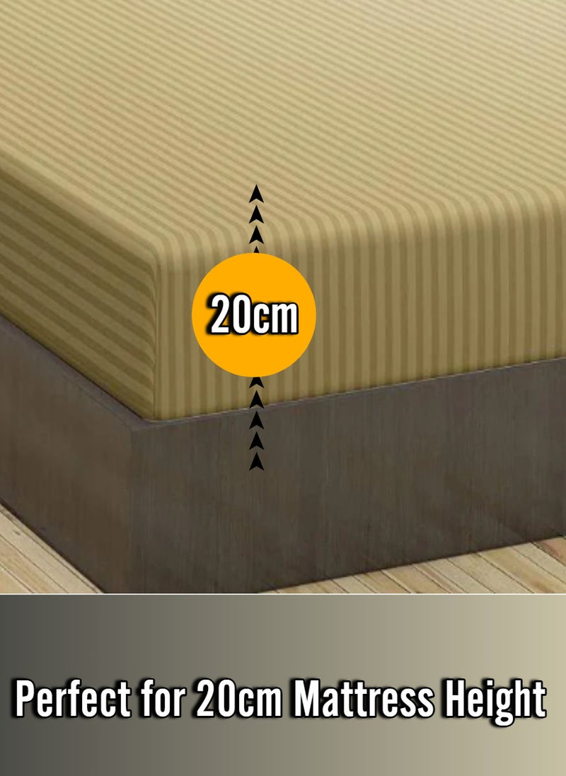 Mushroom Striped Cotton 3 Piece Set Deep PocketBed Sheet Sets 150x200+20cm