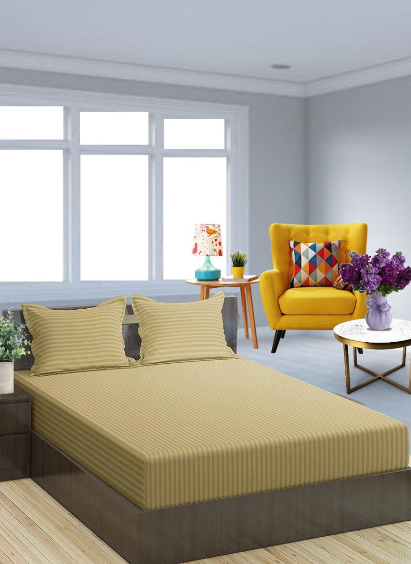 Mushroom Striped Cotton 3 Piece Set Deep PocketBed Sheet Sets 150x200+20cm