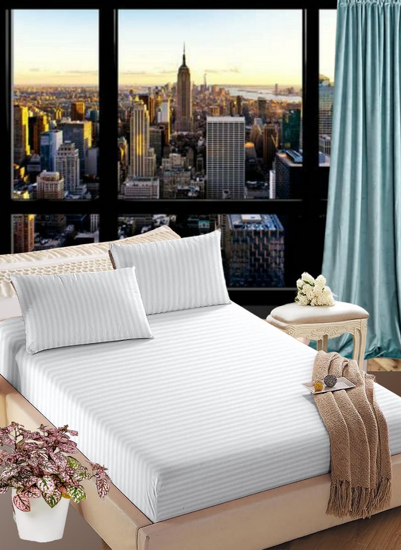 White Extra Deep Pocket Sheets Cotton 3 Piece Bed Sheet Set 150x200+25cm
