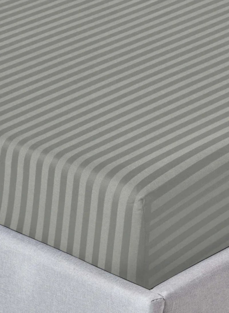 Light Grey Striped Single Size Sheet Set Deep Pockets Machine Washable 120x200+15cm