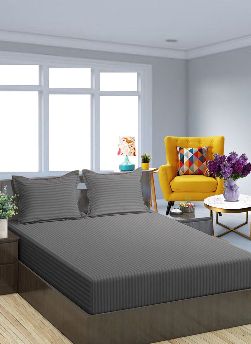 Dark Grey Extra Deep Pocket Bed Sheets Cotton 3 Piece Sheet Set 150x200+20cm