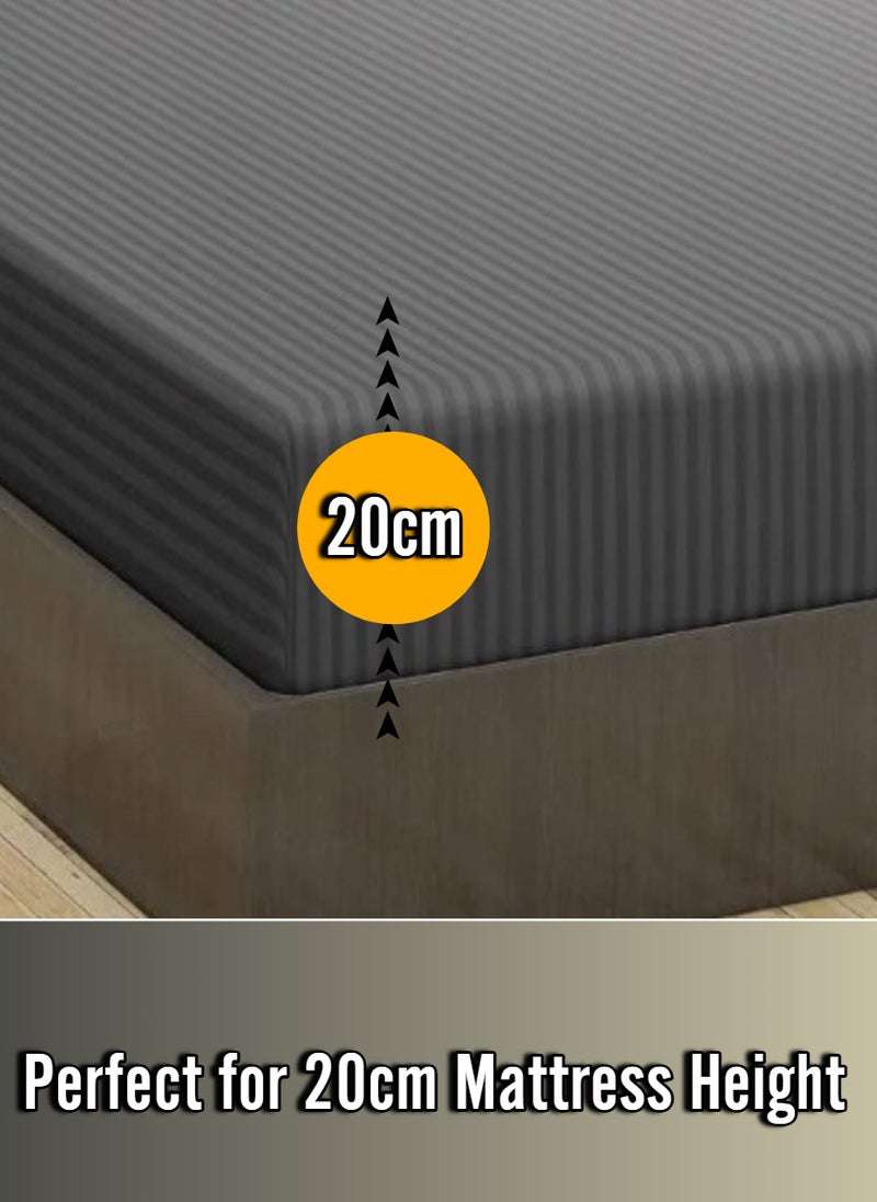 Dark Grey Extra Deep Pocket Bed Sheets Cotton 3 Piece Sheet Set 150x200+20cm
