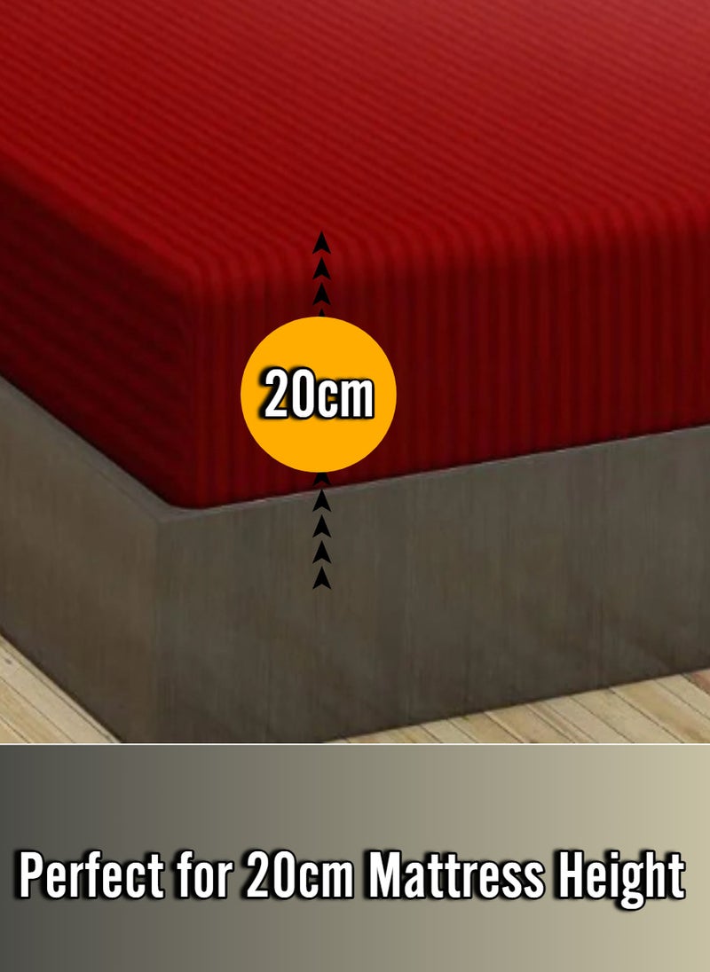 Red Extra Deep Pocket Double Size Sheets Cotton 3 Piece Sheet Set 150x200+20cm