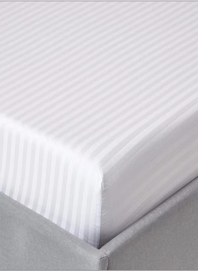 Deep Fitted Elastic Bedsheet Set With Pillow Covers, King/Queen/Double/Single Sizes, Color White, Depth 30cm