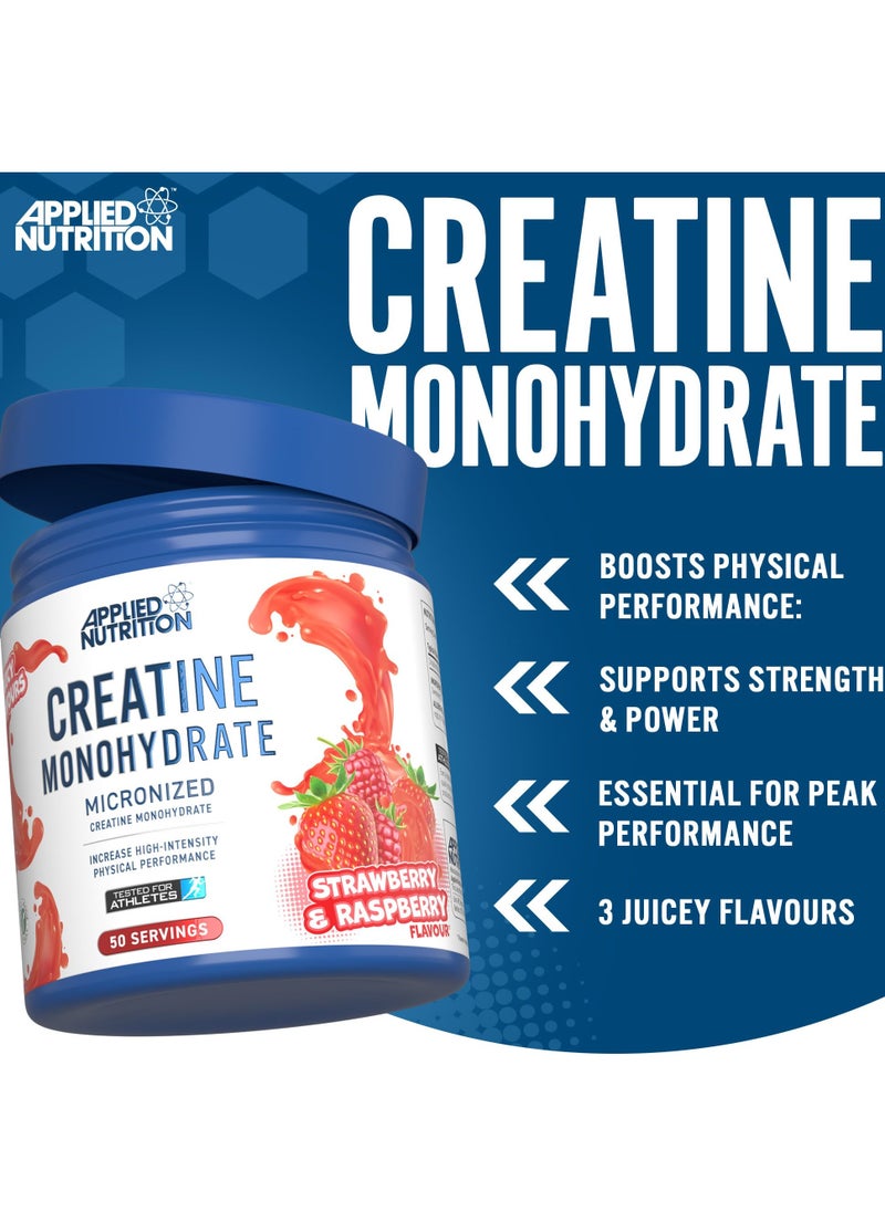 Creatine Monohydrate Micronized - 250g Strawberry & Raspberry – Fast Absorption, Improve Performance, Boost Strength, and Endurance