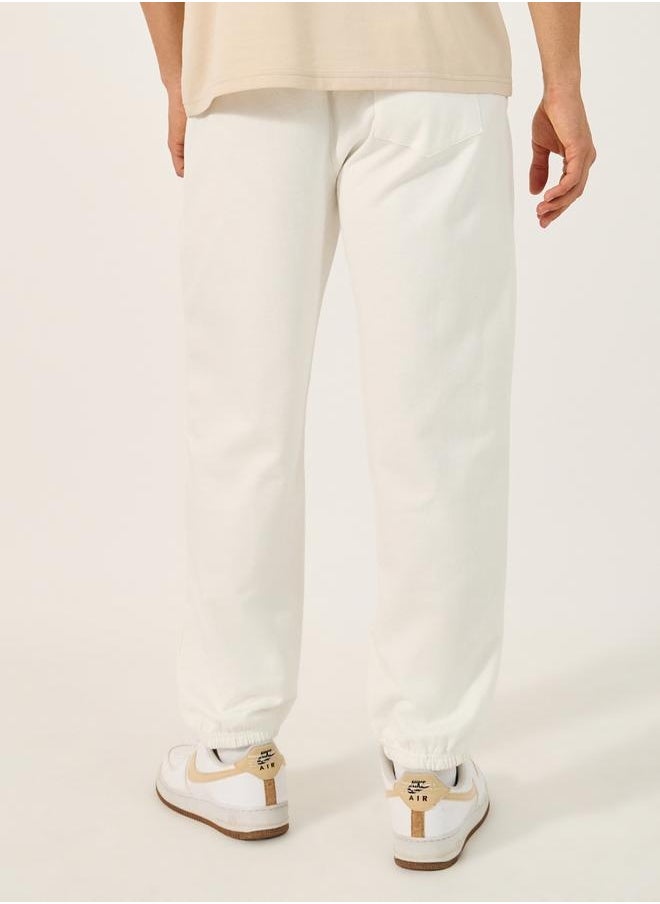 Fleece Mid Rise Relaxed Fit Joggers with Badge Detail