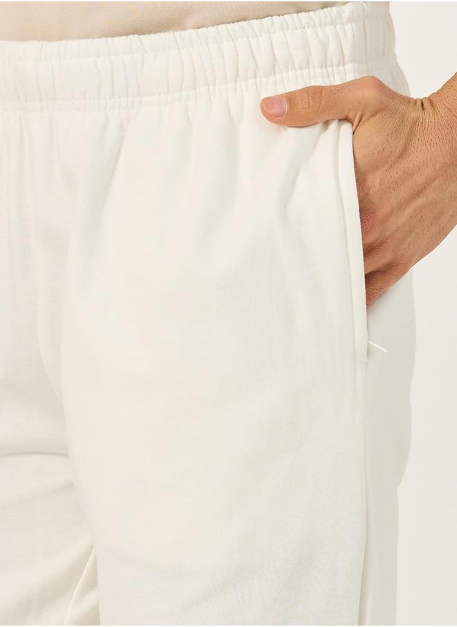 Fleece Mid Rise Relaxed Fit Joggers with Badge Detail
