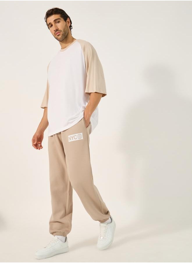 Slogan Print Cotton Rich Fleece Relaxed Fit Joggers