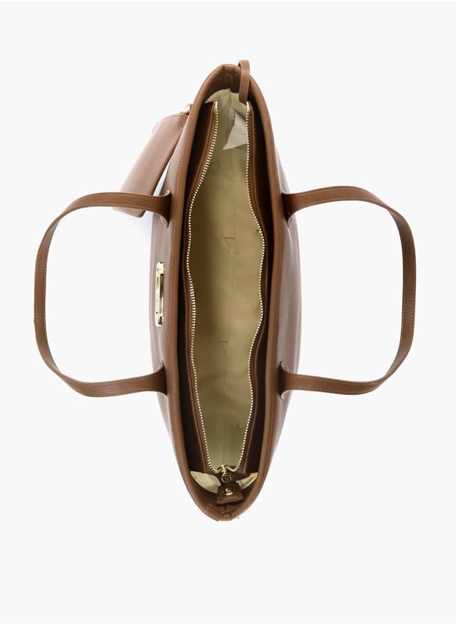 Solid Tote Bag with Double Handle and Pouch