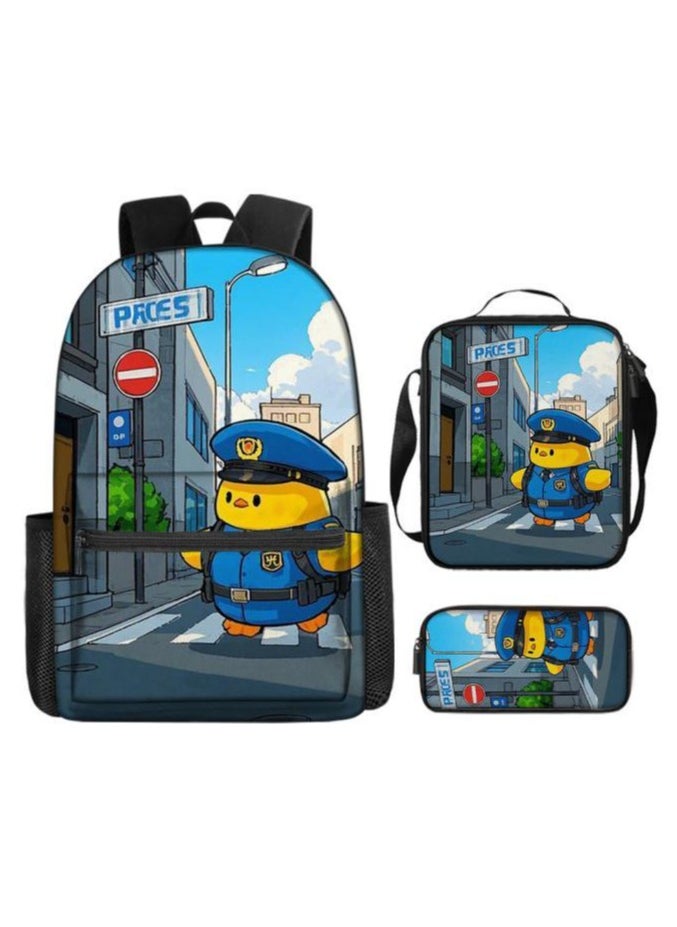 Cartoon three-piece schoolbag with zipper - 762