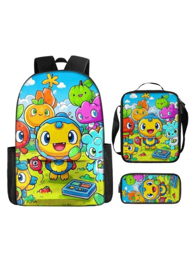 Cartoon three-piece schoolbag with front pocket - 844