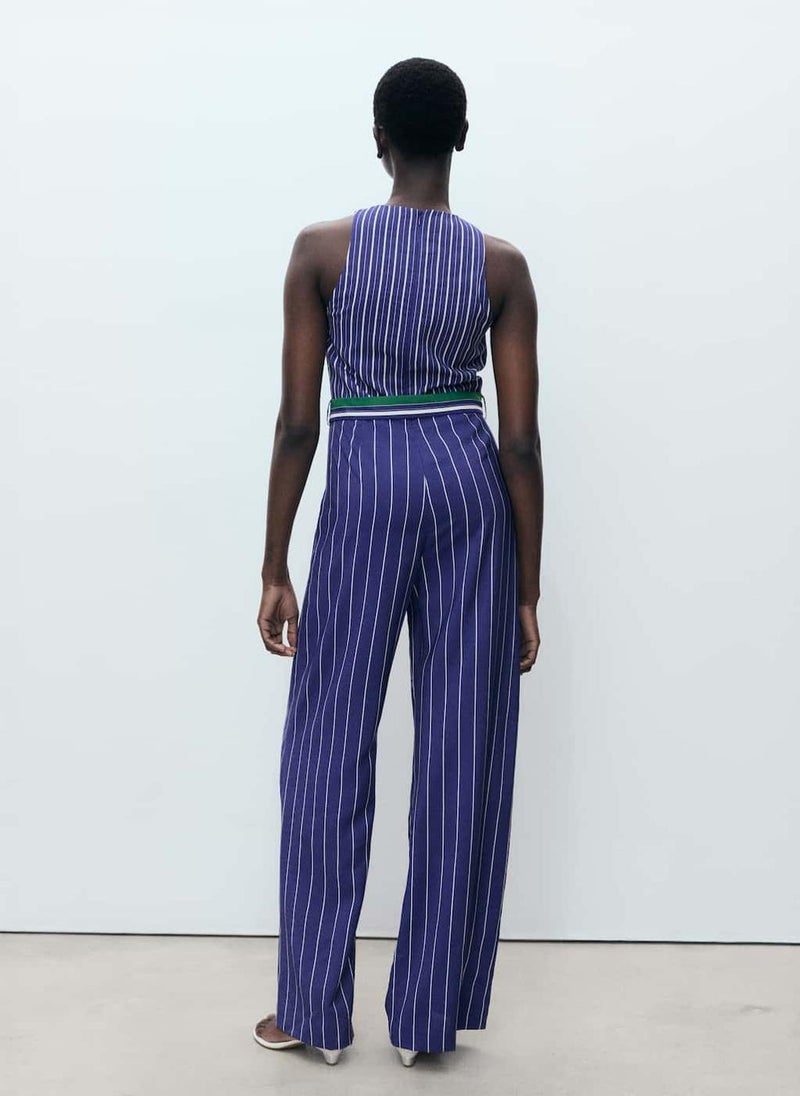 Striped Jumpsuit With Belt
