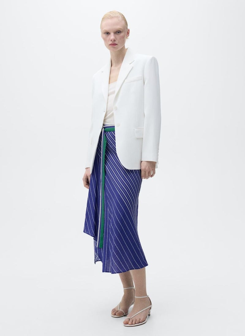 Striped Midi Skirt With Belt
