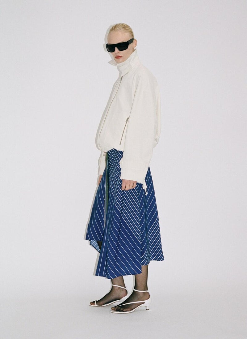 Striped Midi Skirt With Belt