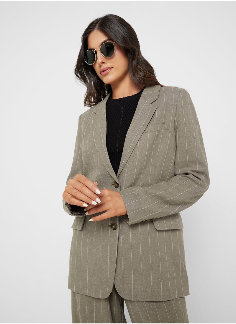 Oversized Fit Linen Blazer
