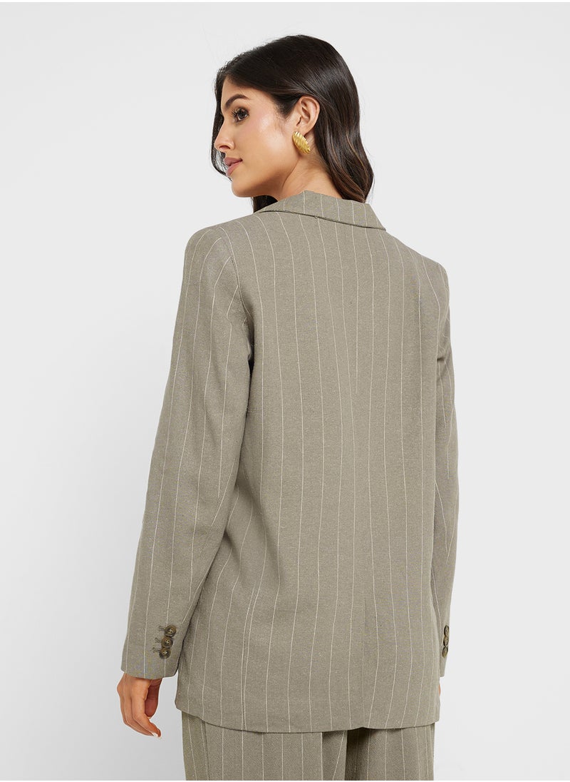 Oversized Fit Linen Blazer