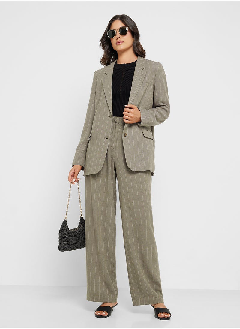 Oversized Fit Linen Blazer