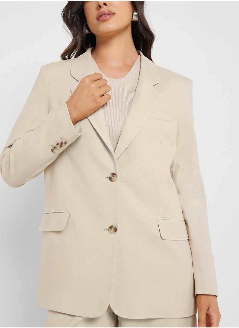 Oversized Fit Linen Blazer