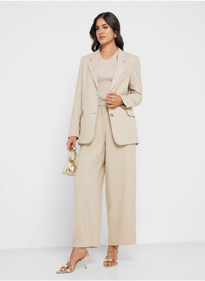 Oversized Fit Linen Blazer