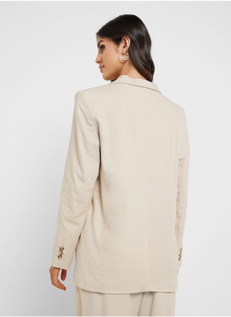 Oversized Fit Linen Blazer
