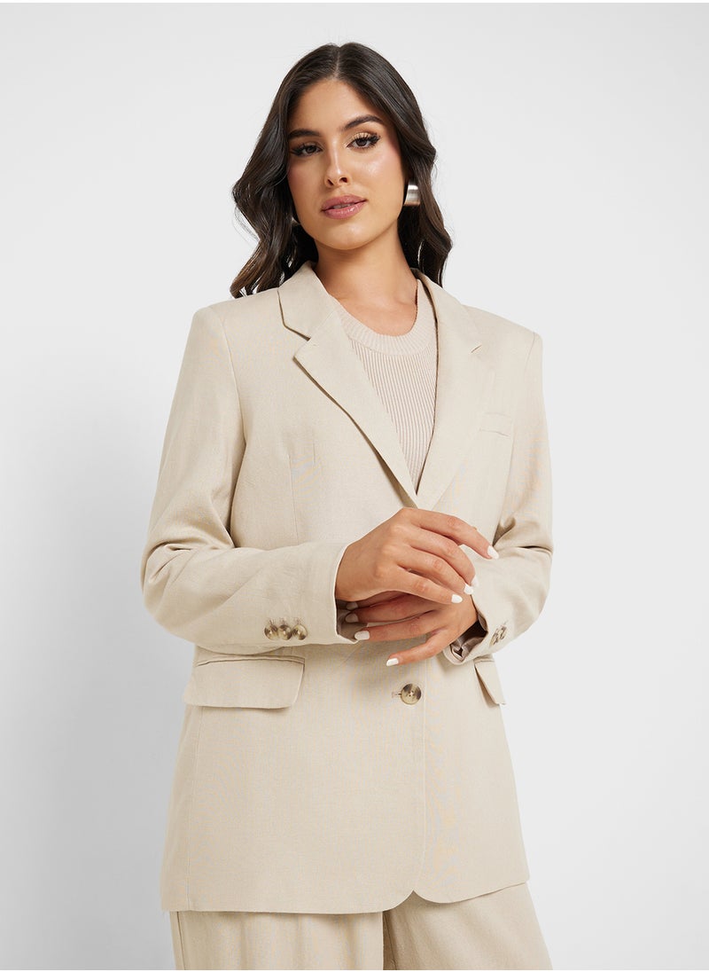 Oversized Fit Linen Blazer