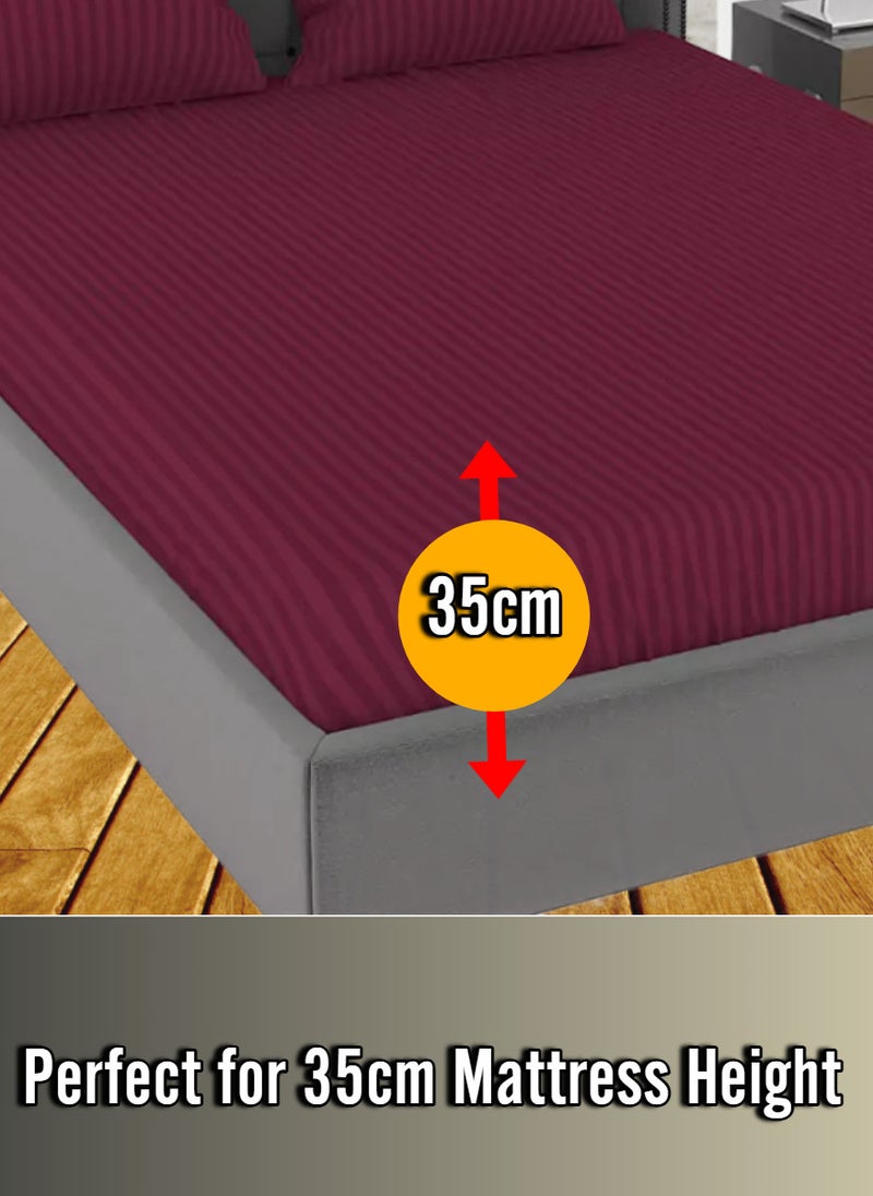 Maroon Extra Deep Pocket Sheets Cotton 3 Piece Bed Sheet Set 150x200+35cm