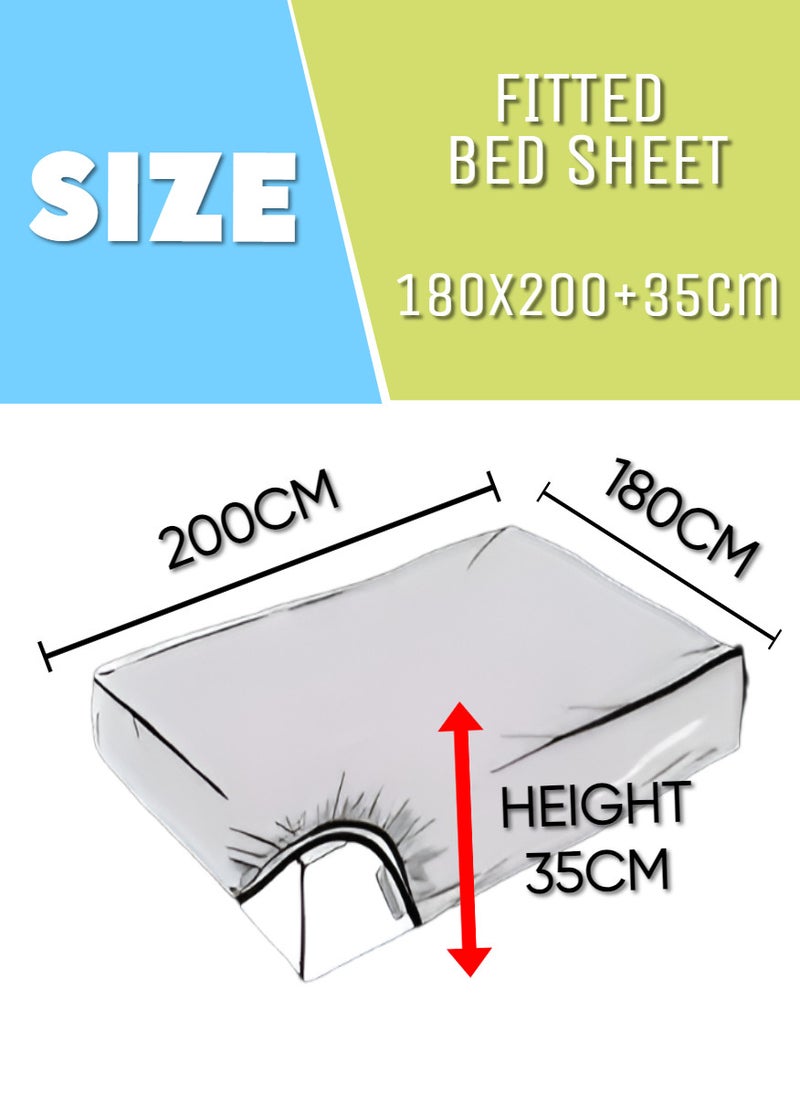 Cloudy Grey Queen Size Striped Bed Sheet Set Cotton 180x200+35cm