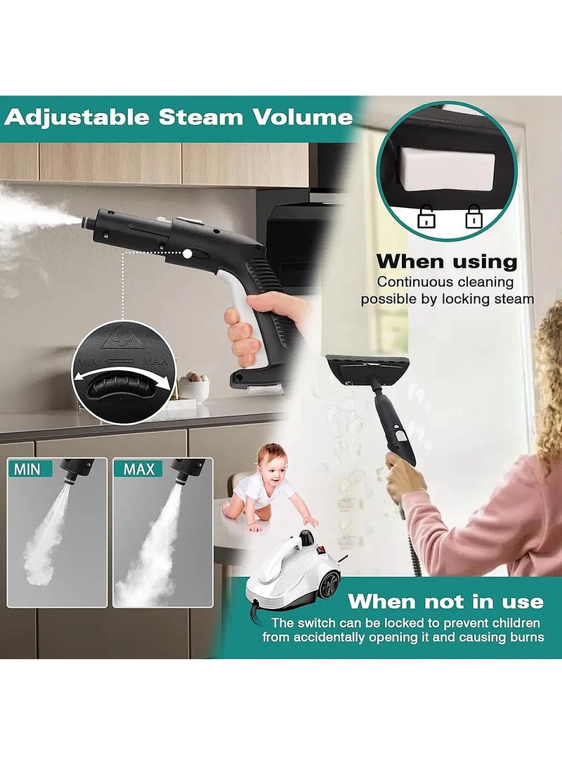 Steam Cleaner, 5Bar Steam Pressure, 5-8Min Heating Time, 2000W, 2L, for Floor Cleaning/Car Cleaning/Sofa Cleaning/Kitchen Cleaning/Toilet Cleaning/Washer Cleaning/Housekeeping