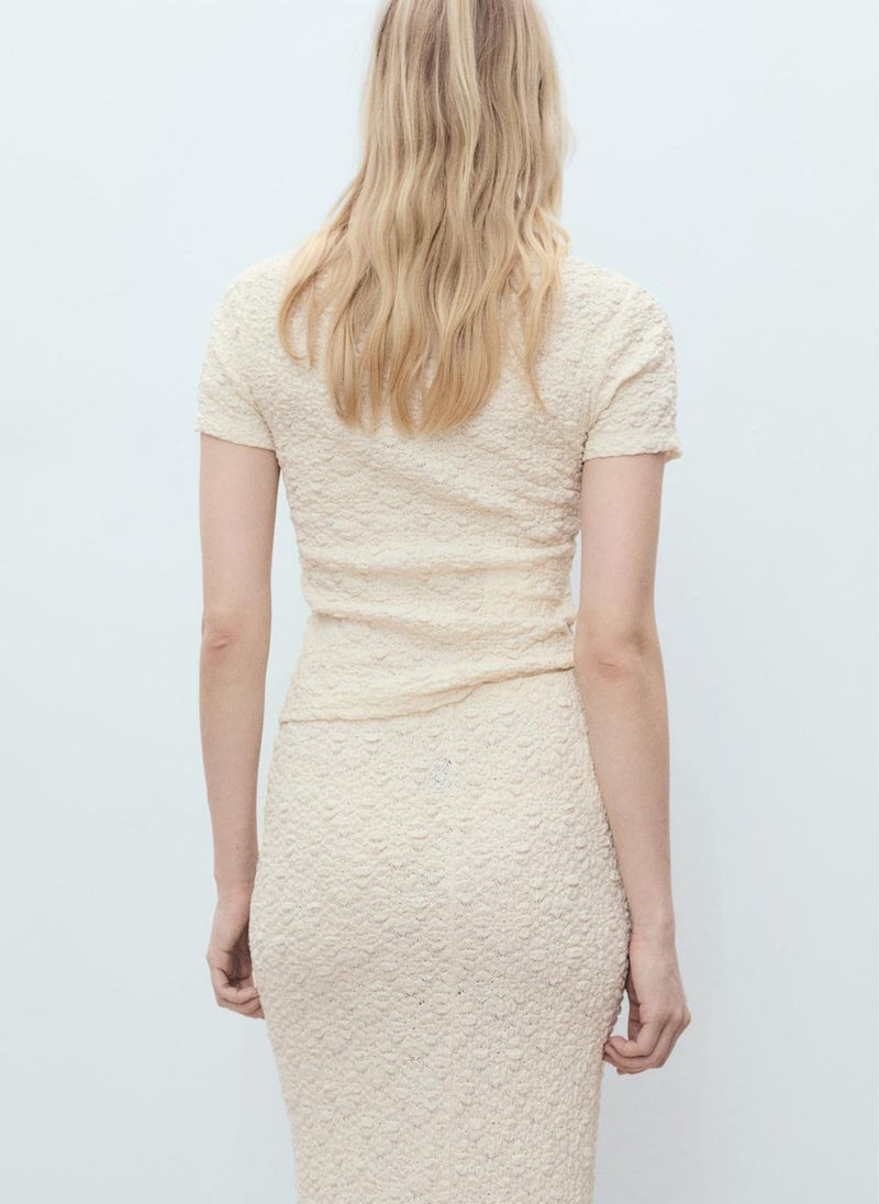 Textured Crew Neck T-Shirt